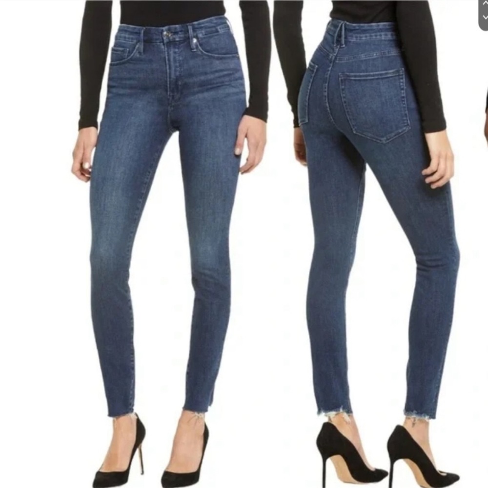 GOOD American Legs Raw Chewed Hem Skinny Jeans